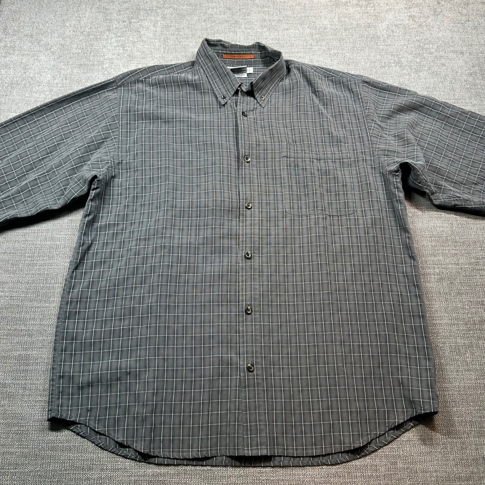 Columbia Button Down Shirt Mens L Gray‎ Grid  Long Sleeve